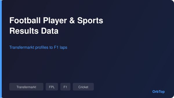 Football Player Database Access: Transfermarkt, Fixtures & Sports Results Data
